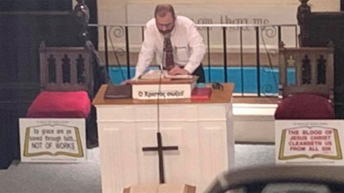 Grape Baptist Church Pastor John Koletas preaches as the congregation has been targeted by Black Lives Matter protesters for a gun-giveaway and controversial comments he's made from the pulpit but the pastor doesn't apologize.