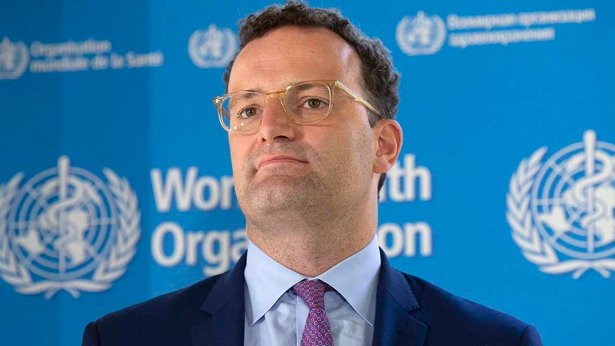 Germany's Minister of Health Jens Spahn attends a press conference, at the World Health Organization (WHO) headquarters in Geneva, Switzerland, Thursday, June 25, 2020. (Salvatore Di Nolfi/Keystone via AP)