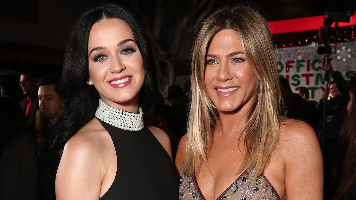 Katy Perry and Jennifer Aniston attend the Premiere of Paramount Pictures' "Office Christmas Party" (Photo by Todd Williamson/Getty Images)