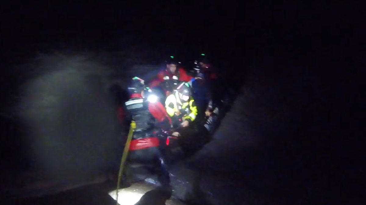 Three people were rescued from a sinking boat on Saturday in Texas as Hurricane Hanna roared ashore.