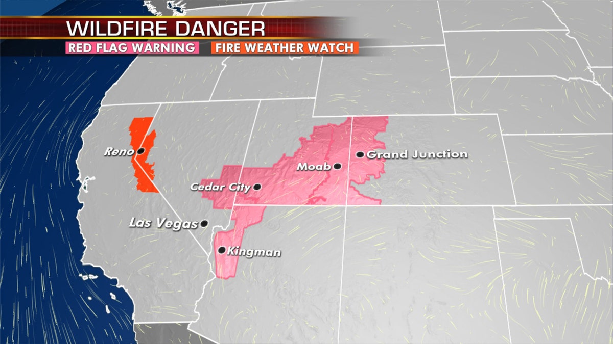 The risk for wildfires stretches across the West on July 14.