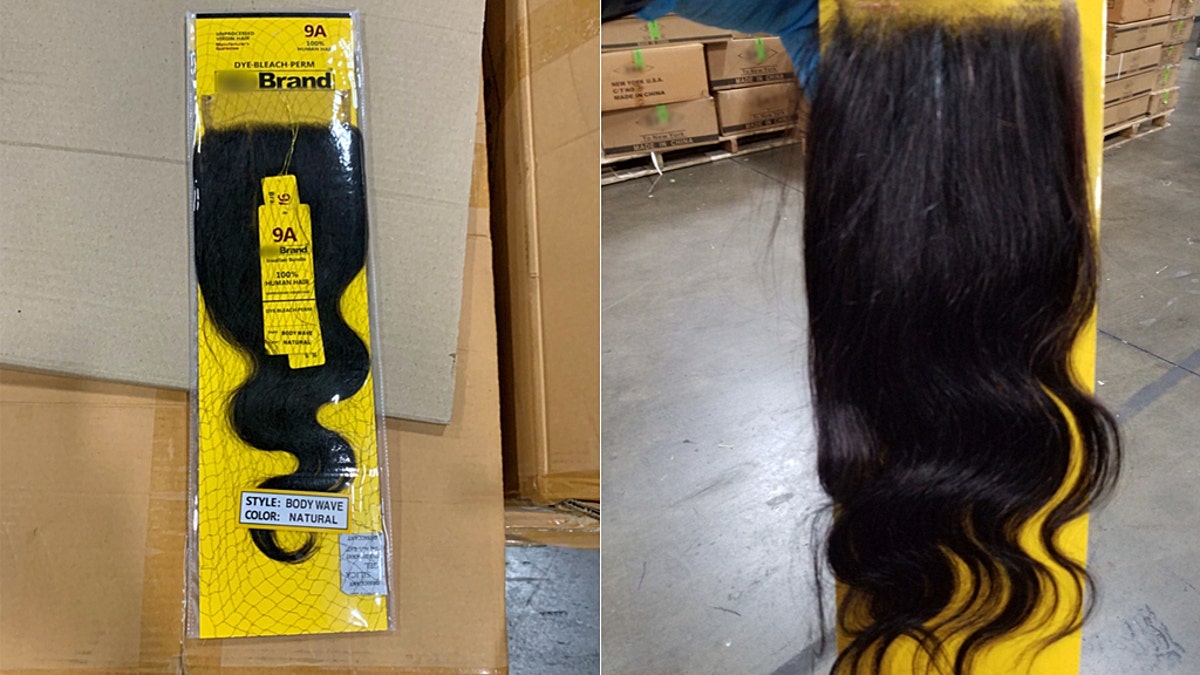 Federal customs officers in Newark seized part of a 13-ton shipment of products officials suspect were made with human hair. (CBP)
