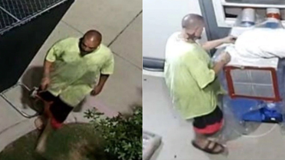 The suspect is accused of stealing items like air conditioners, hand sanitizer and a thermometer from the storage location of a Dallas coronavirus testing site. (Dallas County Hospital District Police Department)
