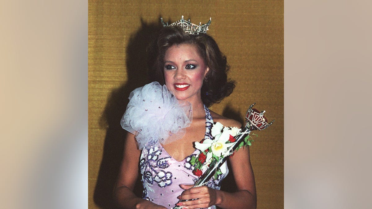 Vanessa Williams poses after being crowned Miss America 1984 in Atlantic City, N.J., September 17, 1983. (AP Photo/Files)