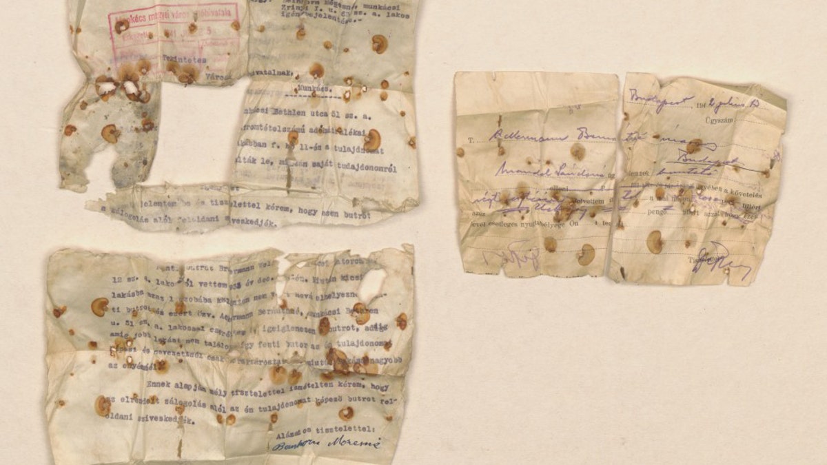 Documents discovered in a shoe. (Memorial and Museum Auschwitz-Birkenau www.auschwitz.org)