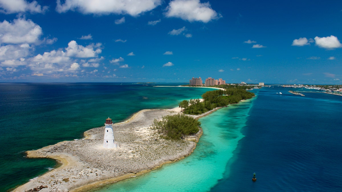 Lighthouse guarding the port to Nassau, Bahamas