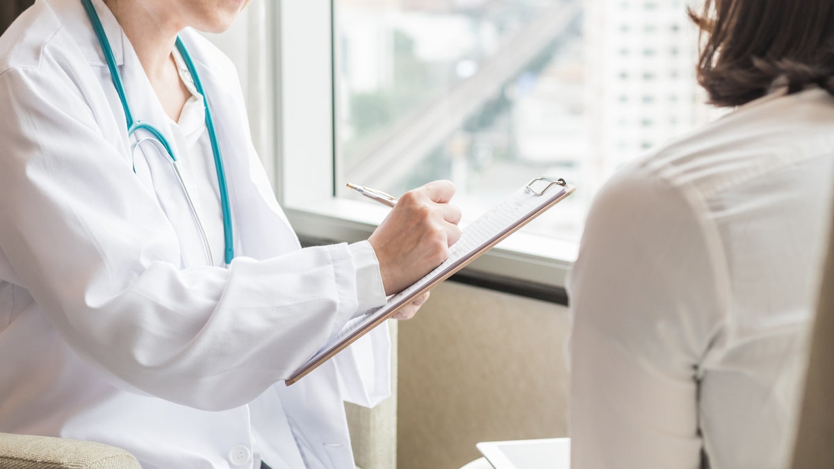 Gynecologist examining a woman