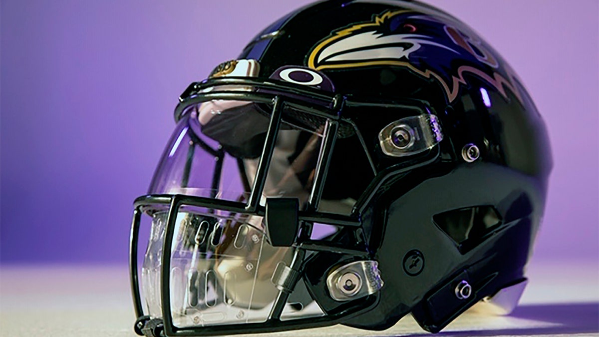 This photo provided by Oakley shows a new face shield designed by Oakley. With NFL training camps set to start at the end of the month, the league believes it is closer to one answer when it comes to player safety in the midst of the coronavirus pandemic. Face shields for the players' helmets. (Oakley via AP)