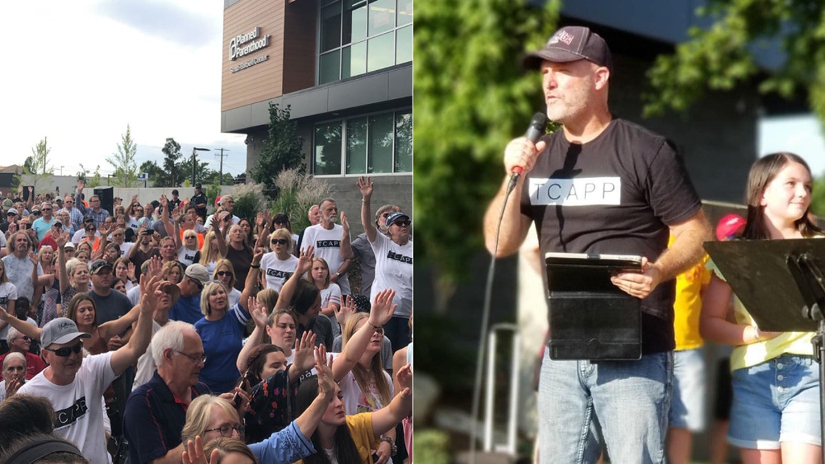 Pastor Ken Peters, who started The Church at Planned Parenthood (TCAPP), speaks Tuesday, July 28, 2020 in front of a Planned Parenthood abortion clinic in Spokane, Wash.