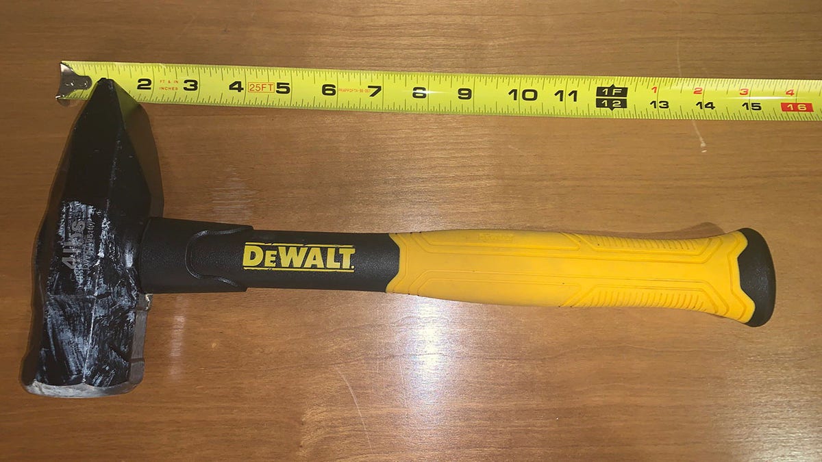 A federal officer in Portland was struck in the head and shoulder with a hammer after a man tried to use to the tool to break down a door to a federal courthouse, police said.