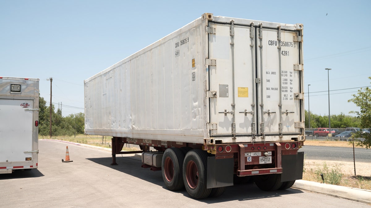 A refrigerated trailer that the San Antonio health authorities acquired to store bodies, as morgues at hospitals and funeral homes reach their capacity with the coronavirus disease (COVID-19) fatalities, is seen in Bexar County, Texas, July 15, 2020. City of San Antonio/Handout via REUTERS