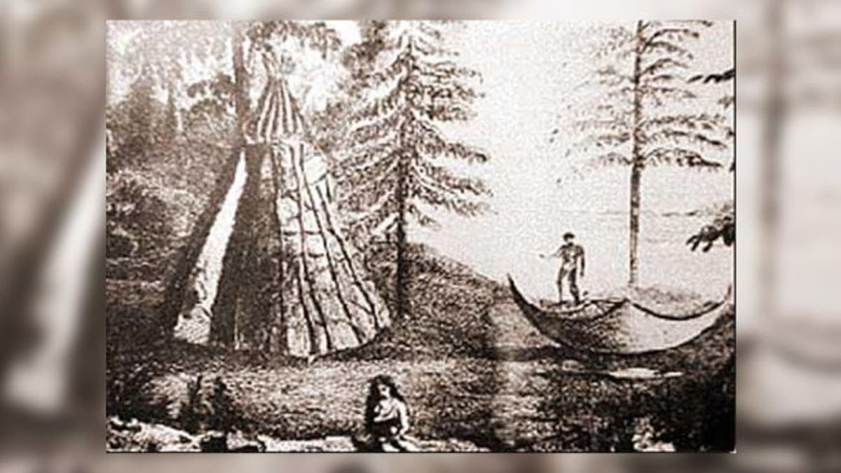 A drawing of a Beothuk camp in Newfoundland. (Credit: The History Collection/Alamy Stock Photo)