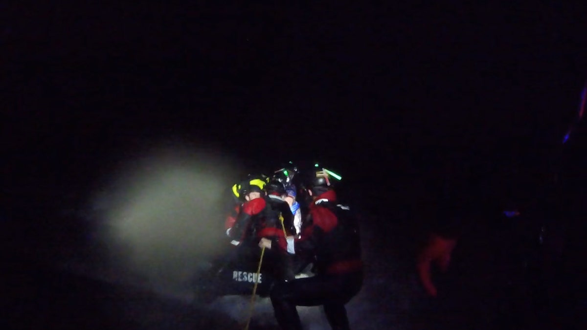 Three people were rescued from a sinking boat on Saturday in Texas as Hurricane Hanna roared ashore.