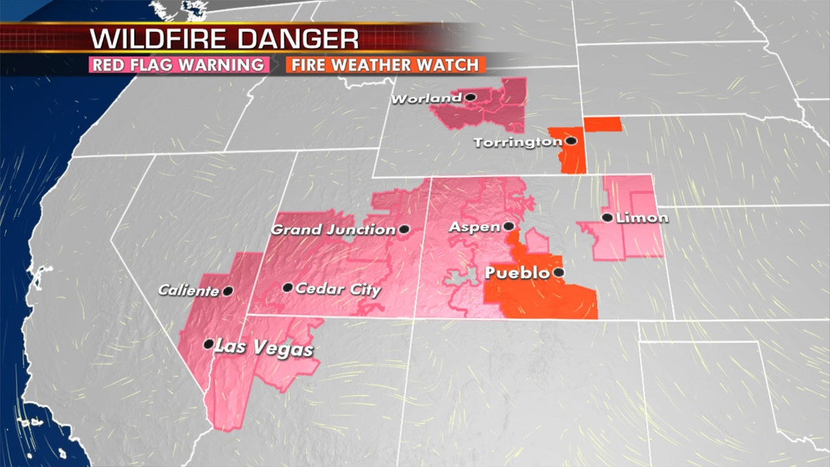 Elevated fire danger remains out West on Tuesday.