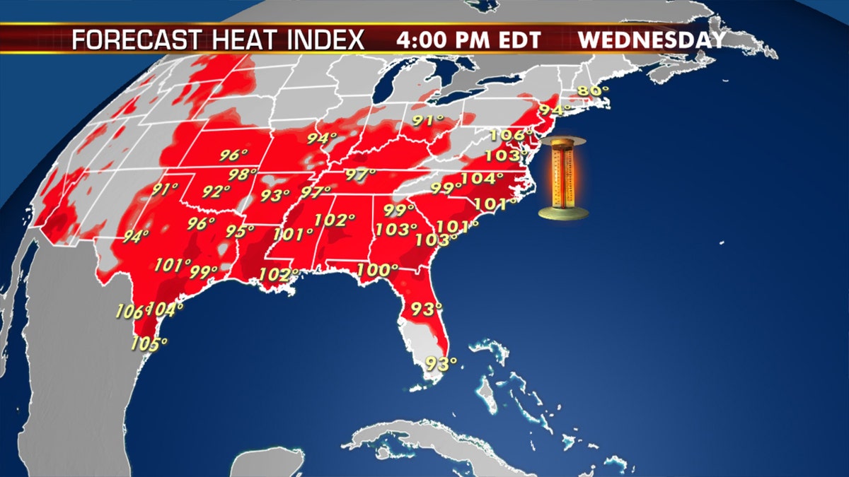 The forecast heat index for July 22.