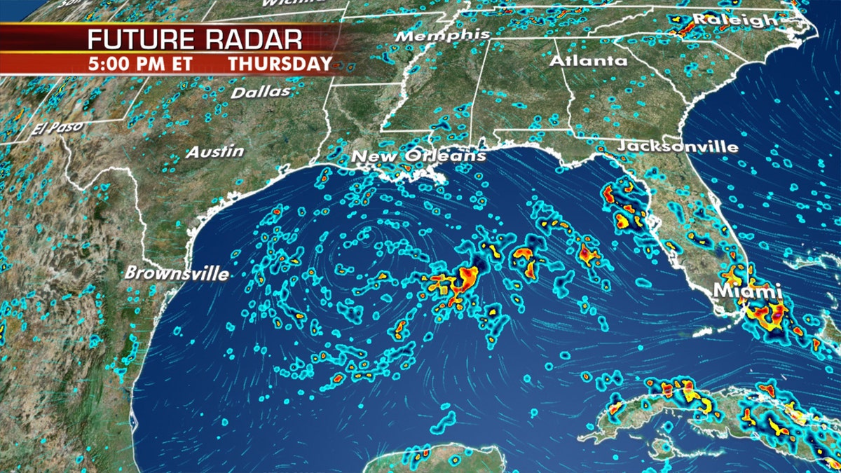 The system is producing showers and thunderstorms?over the eastern Gulf of Mexico, central and southern Florida, and into western Cuba.?