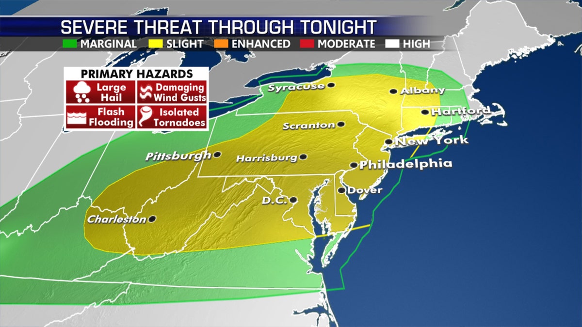 The risk of severe weather on July 22.