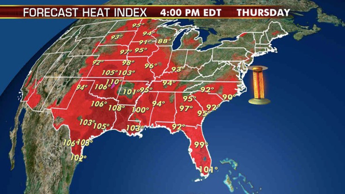 Hot weather is forecast to expand into Thursday.