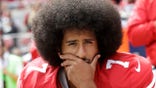 FILE - In this Oct. 2, 2016, file photo, then-San Francisco 49ers quarterback Colin Kaepernick kneels during the national anthem before an NFL football game against the Dallas Cowboys, in Santa Clara, Calif. Because Kaepernick was the first to kneel during the anthem to bring attention to social causes, the NFL has always been at the epicenter of the debate. League policy at the time was murky on whether players were required to stand. (AP Photo/Marcio Jose Sanchez, File)