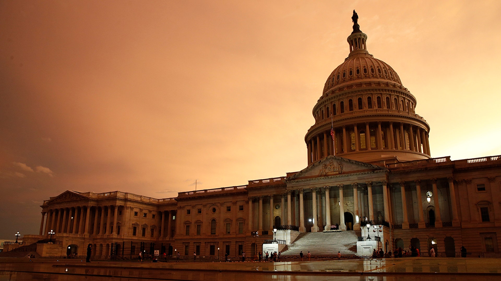 Sunset falls on the U.S. Capitol as Rep. John Lewis lies in state in Washington July 28, 2020.