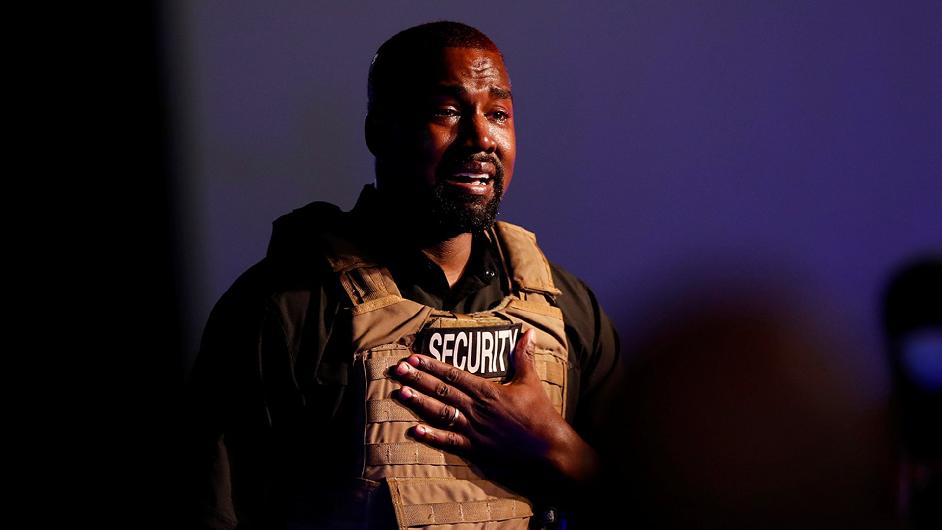 Rapper Kanye West holds his first rally in support of his presidential bid in North Charleston, S.C., July 19, 2020. 