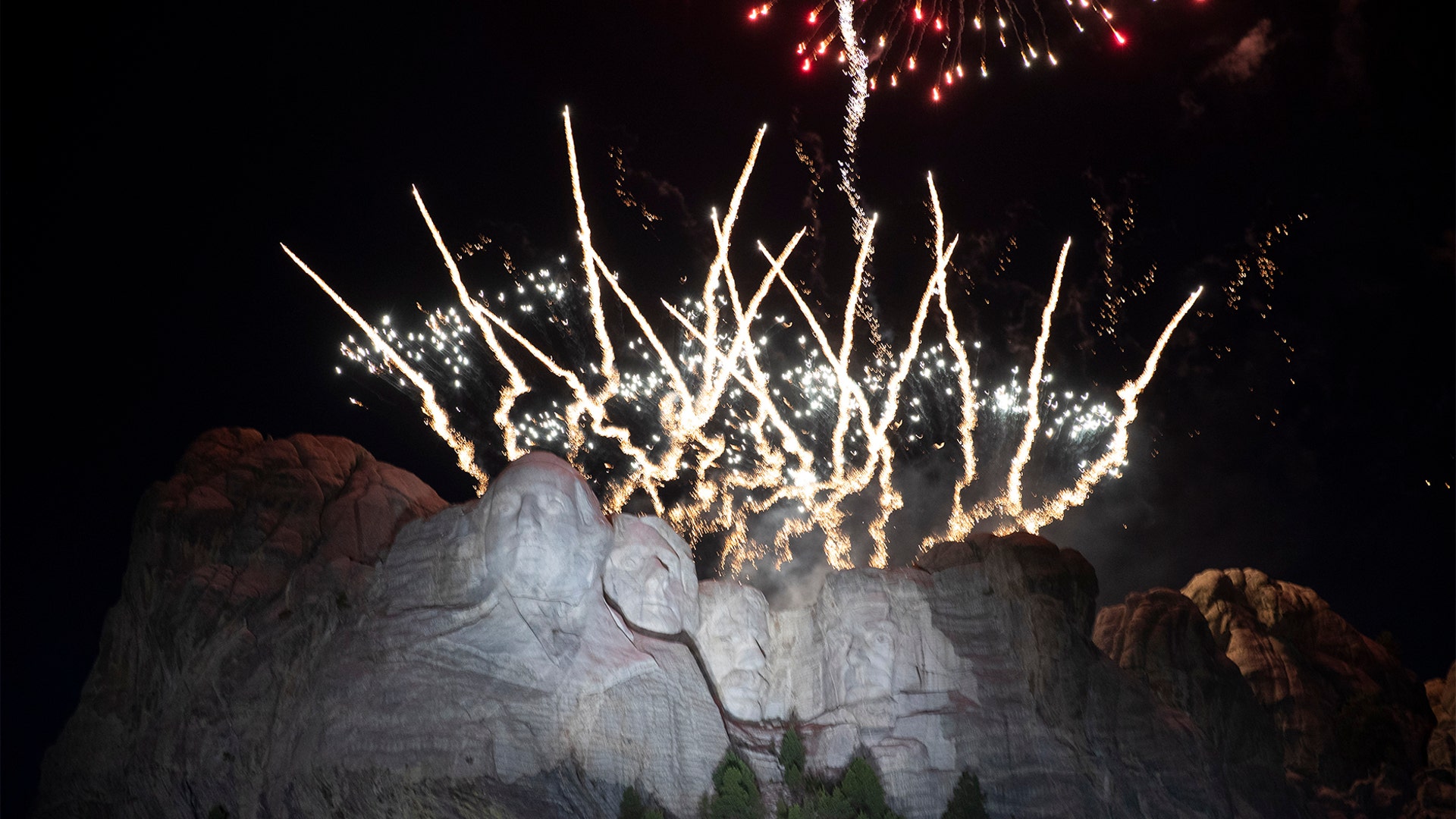 Fireworks light the sky at Mount Rushmore National Memorial on July 3, 2020, near Keystone, S.D., after President Donald Trump spoke.