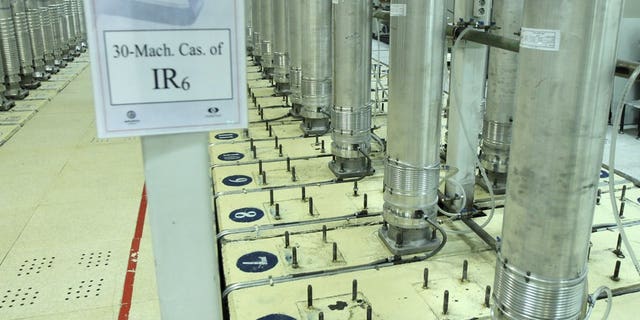 Centrifuge machines in the Natanz uranium enrichment facility in central Iran. (Atomic Energy Organization of Iran via AP, File)