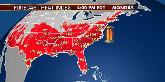 The forecast heat index for July 20, 2020.