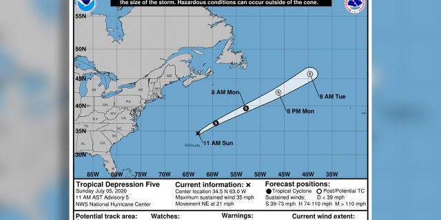 Tropical Depression Five may become a tropical storm at some point on Sunday.