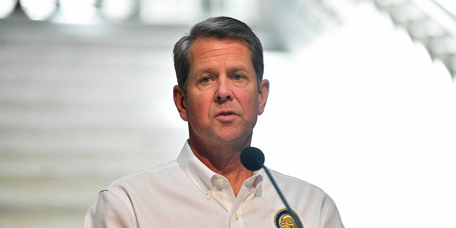 Georgia Gov. Brian Kemp speaks to members of the media during his weekly press conference regarding the coronavirus pandemic from the Georgia State Capitol on May 07, 2020, in Atlanta, Georgia. (Photo by Austin McAfee/Icon Sportswire via Getty Images)