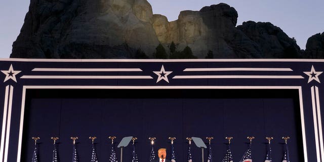 President Donald Trump speaks at Mount Rushmore National Monument Friday, July 3, 2020, in Keystone, S.D. (Associated Press)