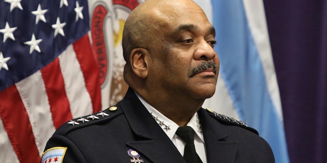 Eddie Johnson, alors chef de la police de Chicago, prend la parole lors d'une conférence de presse à Chicago, le 7 novembre 2019 (Associated Press)