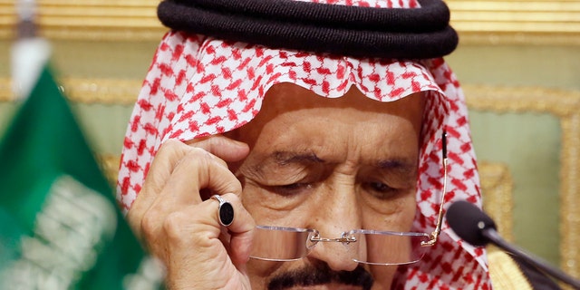 In this Dec. 10, 2019, file photo, Saudi King Salman chairs the 40th Gulf Cooperation Council Summit in Riyadh, Saudi Arabia. Saudi Arabia’s King Salman has been admitted to a hospital in the capital, Riyadh, for medical tests due to inflammation of the gallbladder, the kingdom’s Royal Court said Monday, July 20, 2020, in a statement carried by the official Saudi Press Agency. (AP Photo/Amr Nabil, File)