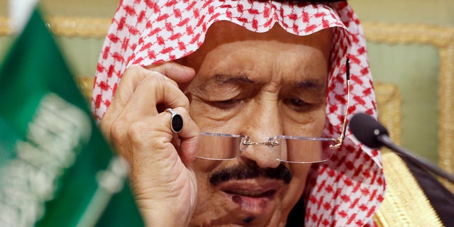 In this Dec. 10, 2019, file photo, Saudi King Salman chairs the 40th Gulf Cooperation Council Summit in Riyadh, Saudi Arabia. Saudi Arabia’s King Salman has been admitted to a hospital in the capital, Riyadh, for medical tests due to inflammation of the gallbladder, the kingdom’s Royal Court said Monday, July 20, 2020, in a statement carried by the official Saudi Press Agency. (AP Photo/Amr Nabil, File)