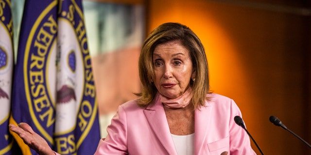 House Speaker Nancy Pelosi of Calif., speaks during a news conference on Capitol Hill, Thursday, July 23, 2020, in Washington. (AP Photo/Manuel Balce Ceneta)