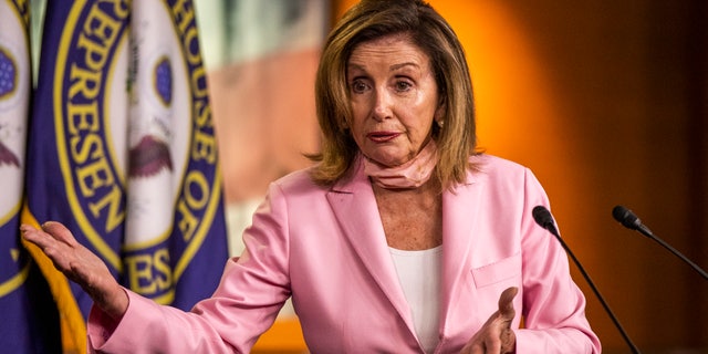 House Speaker Nancy Pelosi of Calif., speaks during a news conference on Capitol Hill, Thursday, July 23, 2020, in Washington. (AP Photo/Manuel Balce Ceneta)