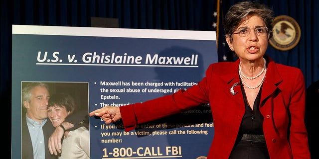 In this July 2, 2020 file photo, Audrey Strauss, acting United States attorney for the Southern District of New York, speaks during a news conference in New York to announce charges against Ghislaine Maxwell.