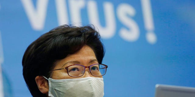 Hong Kong Chief Executive Carrie Lam speaks during a press conference in Hong Kong, July 31. She announced to postpone legislative elections scheduled for Sept. 6, citing a worsening coronavirus outbreak. (AP Photo/Kin Cheung)