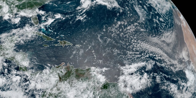 Tropical Depression Five moves away from Bermuda in this satellite image on July 5, 2020.