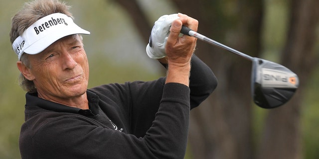 Bernhard Langer plays a tee shot on the ninth hole during the final round of the PGA TOUR Champions Cologuard Classic at Omni Tucson National on March 1, 2020 in Tucson, Arizona. (Photo by Stan Badz/PGA TOUR via Getty Images )