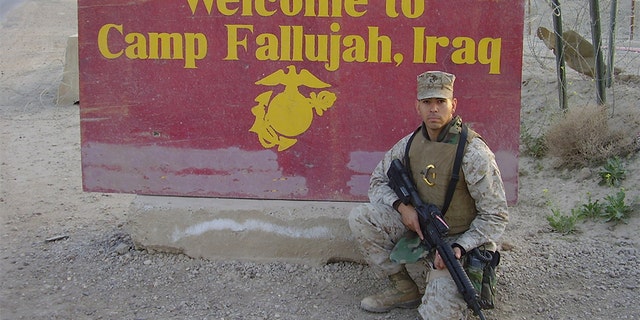 The Marine who served in the Iraq War as a machine-gunner and fire-team leader in Fallujah calls Exit12 military veteran art. (Courtesy of Román F. Baca II)