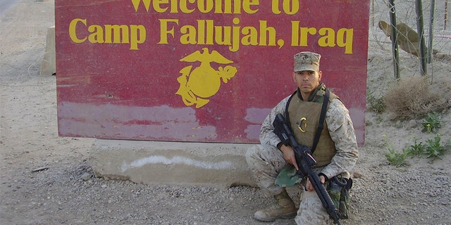 The Marine who served in the Iraq War as a machine-gunner and fire-team leader in Fallujah calls Exit12 military veteran art. (Courtesy of Román F. Baca II)