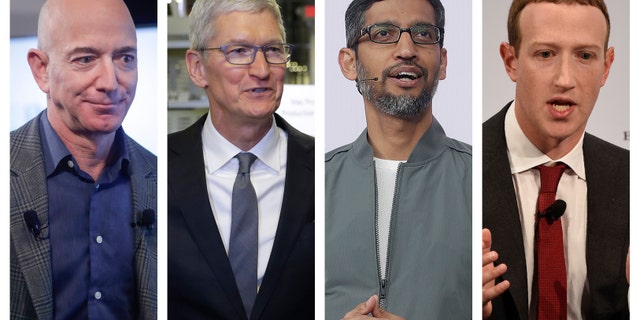 Big Tech on Capitol Hill: Facebook, Amazon, Google, Apple CEOs set to testify in antitrust hearing 2 This combination of 2019-2020 photos shows Amazon CEO Jeff Bezos, Apple CEO Tim Cook, Google CEO Sundar Pichai and Facebook CEO Mark Zuckerberg.