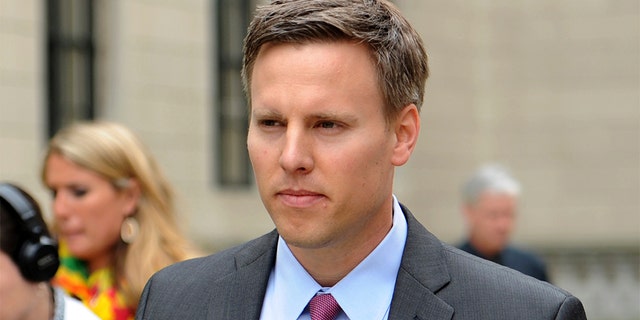 FILE - In this June 9, 2014 file photo Bill Stepien leaves the New Jersey State House. (AP Photo/The Record of Bergen County, Amy Newman)
