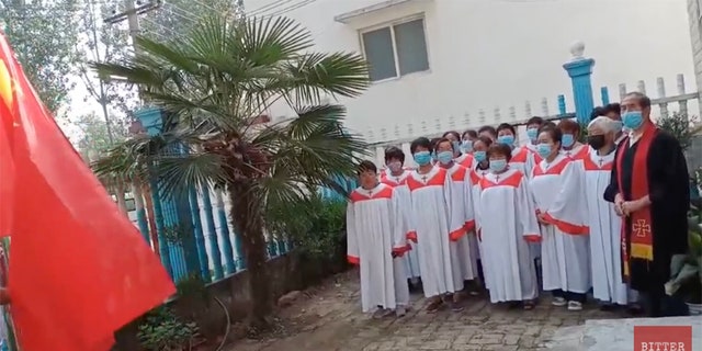 A reopening ceremony at the Gangxi Christian Church in the Shunhe district on June 14, 2020.