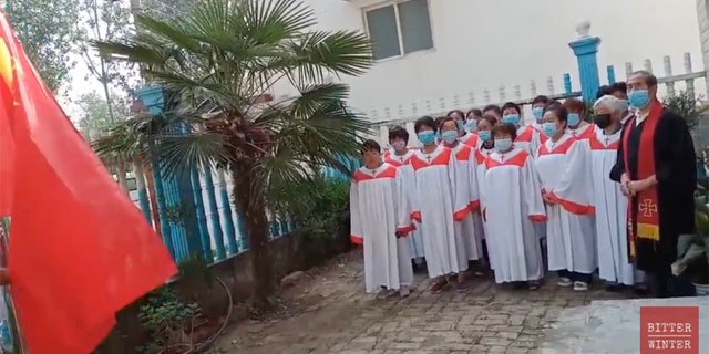 A reopening ceremony at the Gangxi Christian Church in the Shunhe district on June 14, 2020.