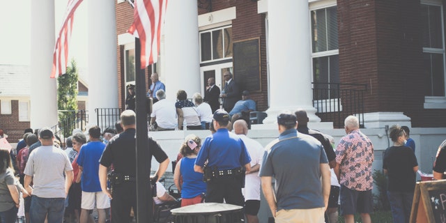 Jonesborough, Tenn., police officers were honored during the Independence Day ceremony at the Washington County Court House on July 4, 2020.