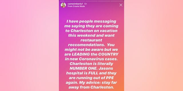 Cameran Eubanks warned fans to stay away from Charleston.