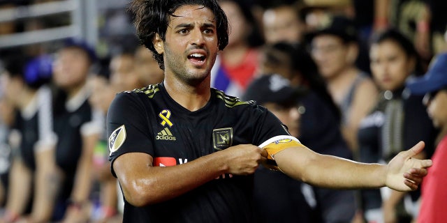 Major League Soccer MVP Carlos Vela will not accompany Los Angeles FC to the league's return tournament in Orlando this month. Vela announced his decision Monday, July 6, 2020, citing his concern for the health of his family, including his pregnant wife.(AP Photo/Marcio Jose Sanchez, File)