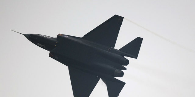 A Chinese J-31 stealth fighter performs at the Airshow China 2014 in Zhuhai, south China's Guangdong province on November 11, 2014 - file photo.